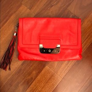 Diane von Furstenberg Red Envelope Leather Clutch